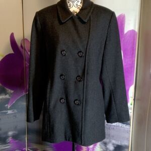 Jason Kole 100% Wool Charcoal Double Breasted Coat.